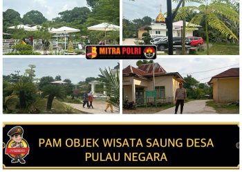 Polsek Pemulutan melaksanakan kegiatan monitoring dan patroli di salah satu objek wisata yang berada di wilayah hukumnya, yaitu Saung Desa Pulau Negara, Kecamatan Pemulutan Barat, Kabupaten Ogan Ilir.