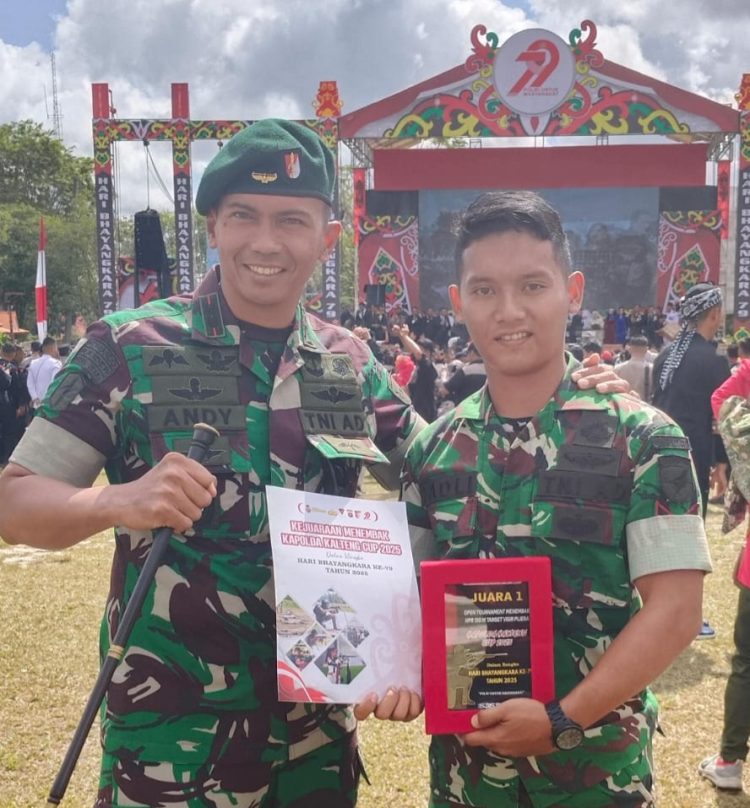 Letkol Andy sangat berbangga dan sangat berbahagia dengan adanya anggota nya bernama Serda Fadli yang telah mendapatkan juara 1 menembak HPR jarak 100 meter yang Diadakan Polda Kalteng.