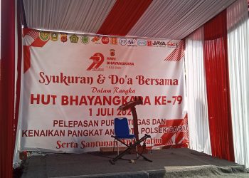 Syukuran & Doa Bersama Dalam Rangka HUT BHAYANGKARA Ke - 79 Polsek Cariu. (Foto. Dok: RH/Mitrapolri.com)