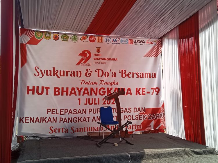 Syukuran & Doa Bersama Dalam Rangka HUT BHAYANGKARA Ke - 79 Polsek Cariu. (Foto. Dok: RH/Mitrapolri.com)