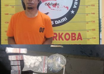 Sat Narkoba Polres Dairi meringkus seorang pria berinisial HS (40) warga Jalan Pahlawan Kecamatan Sidikalang Kabupaten Dairi atas kepemilikan narkotika jenis sabu, Minggu (13/7/2025).
