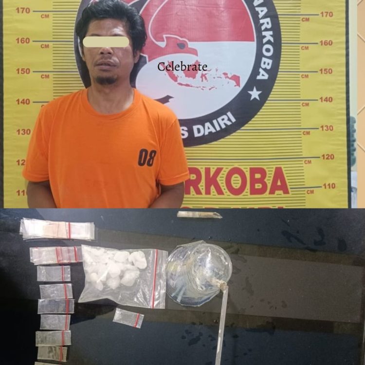 Sat Narkoba Polres Dairi meringkus seorang pria berinisial HS (40) warga Jalan Pahlawan Kecamatan Sidikalang Kabupaten Dairi atas kepemilikan narkotika jenis sabu, Minggu (13/7/2025).