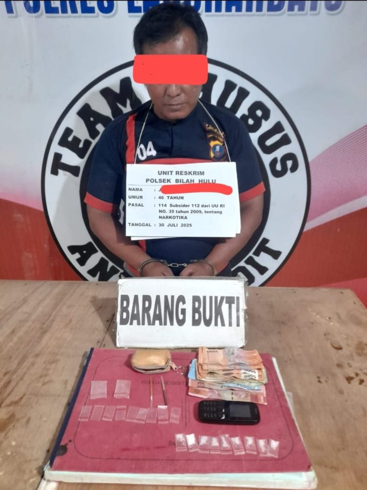 Seorang pria berhasil diamankan, yang kemudian diketahui berinisial JU alias Jo (47), warga ds.gunung selamat kab. labuhanbatu