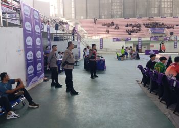 Polresta Palangka Raya menggelar apel pengamanan untuk turnamen Axis Nation Cup 2025 yang diselenggarakan di GOR Indoor Jalan Tjilik Riwut Km 5.5.