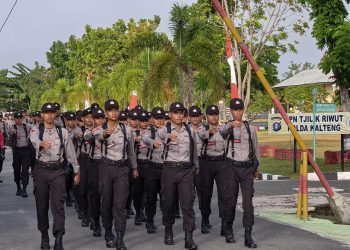 Pelepasan Ekspedisi Darat siswa diktuk bintara Polri, Minggu (03/08/2025) pukul 06.30 WIB, Bukit Rawi, Pulang Pisau, Kalteng.
