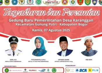 Tasyukuran Dan Peresmian Gedung Baru Pemerintahan Desa Karanggan Kecamatan Gunung Putri Kabupaten Bogor. (Foto. Dok: RH/Mitrapolri.com)