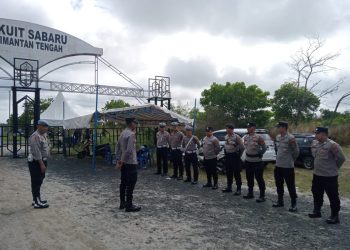 Polresta Palangka Raya melaksanakan apel pada Lebah Central Borneo Open Race Seri II 2025 yang berlangsung di Sirkuit Sabaru, Kecamatan Sabangau, Minggu (10/8/2025).