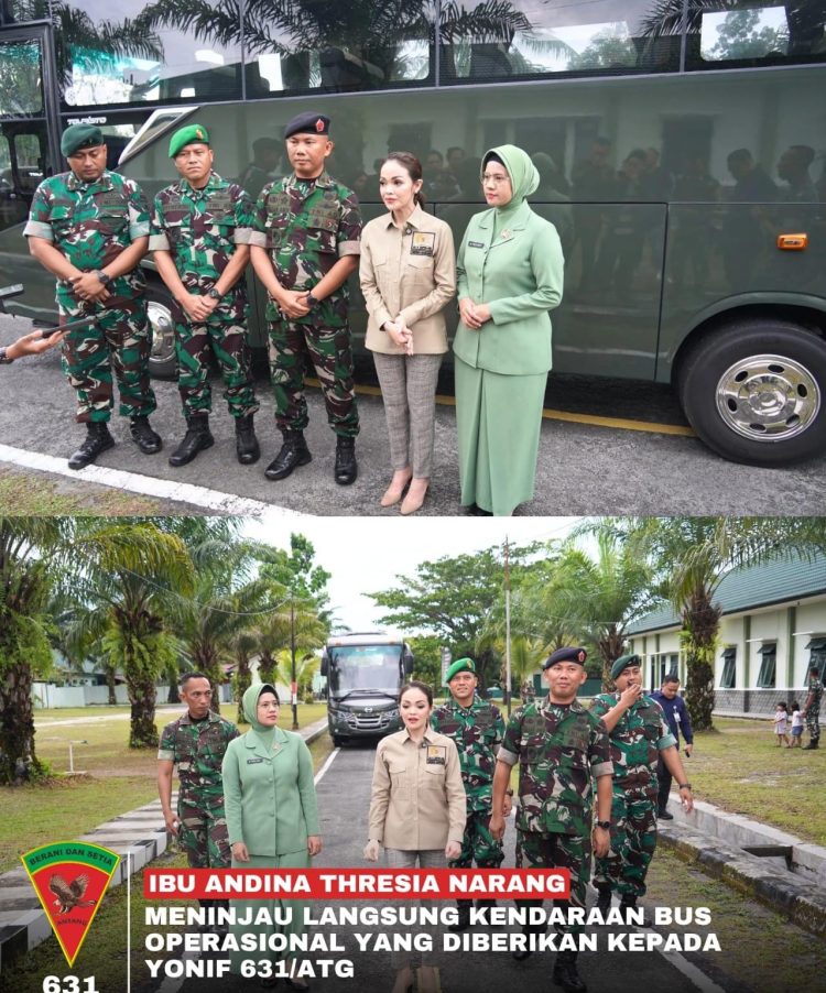 Anggota Komisi I DPR RI, Andina Theresia Narang menyerahkan bantuan kendaraan operasional satu buah unit bus kepada Batalyon Infanteri 631 Antang, di Kota cantik Palangka Raya Kalimantan Tengah. Selasa 12/8/2025.