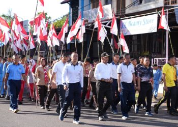 Diinisiasi Gugus Keamanan Laut (Guskamla) Komando Armada I Kota Sabang, 2.025 bendera merah putih dikibarkan oleh Wakil Wali Kota Sabang Suradji Junus bersama Forkopimda, TNI-Polri dan masyarakat.