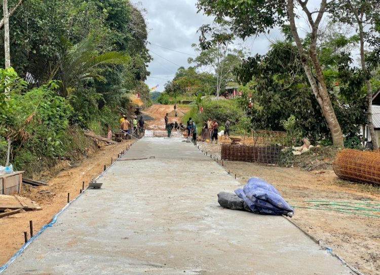 satgas TMMD Kodim 1016/Palangka Raya dan warga Desa Karya Bakti, Kecamatan Rungan saat melaksanakan pembangunan jalan.