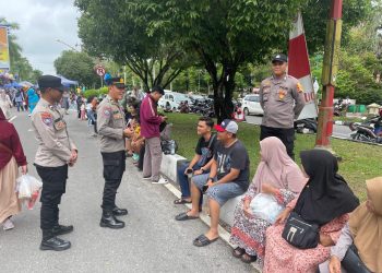 Satgas Pembinaan dan Penyuluhan (Binluh) Operasi Aman Nusa I Polda Kalimantan Tengah melaksanakan kegiatan imbauan kamtibmas kepada para pengemudi ojek online (ojol) dan masyarakat di kawasan Pasar Rajawali, Kota Palangka Raya, Minggu 7/9/2025