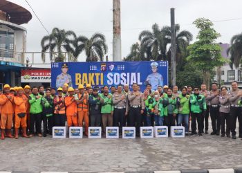 Momentum Hari Ulang Tahun Lalu Lintas ke-70 dimaknai Direktorat Lalu Lintas (Ditlantas) Polda Kalteng dengan melaksanakan Bakti Kesehatan dan Bakti Sosial, di Halaman Pos Lalu Lintas Bundaran Besar Kota Palangka Raya, Kamis (11/9/2025).