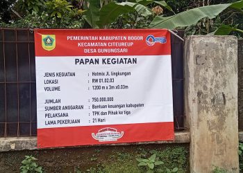 RAB Hotmix Jalan Lingkungan Desa RW 01, RW 02, RW 03 yang bernilai Rp.750.000.000,- (Foto. Dok: RH/Mitrapolri.com)