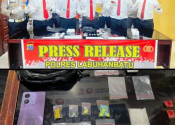 Dari hasil operasi yang digelar beberapa waktu lalu, petugas berhasil mengamankan dua tersangka bersama barang bukti sabu seberat total 712,11 gram bruto, ratusan butir pil ekstasi, dan psikotropika jenis Happy-5. Senin (15/09/2025).