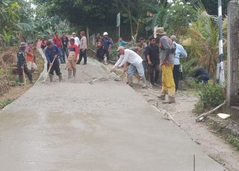 Implementasi Bankeu Kabupaten Bogor, betonisasi Jalan Desa dimonitor langsung Kepala Desa Cijayanti Bapak H.Ahmad Paojan, S.Kep. (Foto. Dok: RH/Mitrapolri.com)