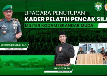 Panglima Kodam Iskandar Muda, Mayjen TNI Joko Hadi Susuilo, S.IP secara resmi menutup pelatihan kader pelatih pencak silat militer Kodam Iskandar Muda pada Selasa (16/9/2025).