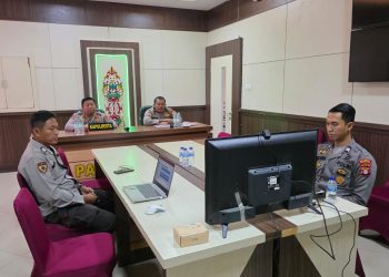 Kepolisian Resor Kota (Polresta) Palangka Raya mengikuti video conference (vicon) yang digelar oleh SSDM Polri dalam rangka menyampaikan analisa dan evaluasi (anev) pelaksanaan Program Ketahanan Pangan, Kamis (18/9/2025) siang.