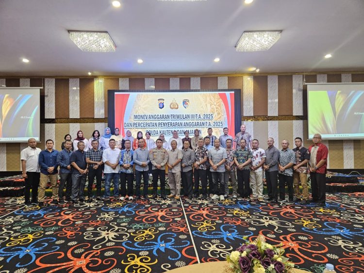 Kegiatan Monitoring dan Evaluasi (Monev) Anggaran Triwulan III serta percepatan penyerapan anggaran yang dilaksanakan Polda Kalteng di Aula Hotel Aurilla, Jalan Adonis Samad, Palangka Raya, Senin (29/9/2025).