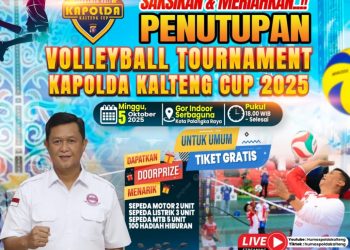 Acara ini akan berlangsung di GOR Serbaguna, Jl. Tjilik Riwut Km.5, Kota Palangka Raya, Minggu (5/10/2025). Kegiatan ini juga akan menjadi puncak dari turnamen voli yang telah berlangsung dari tanggal 28 September hingga 5 Oktober 2025.