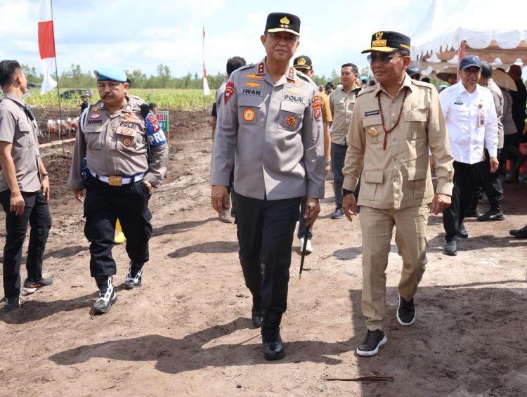 Kapolda Kalteng Irjen Pol Iwan Kurniawan, S.IK., M.Si. bersama Gubernur H. Agustiar Sabran, S.IKom. dan forkopimda dengan melaksanakan Penanaman Jagung Serentak Kuartal IV di Lahan Perhutanan Sosial, Desa Pager, Kec. Rakumpit, Kota Palangka Raya, Rabu (8/10/2025).
