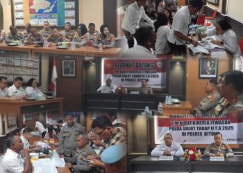 Tim audit yang dipimpin langsung oleh Kombes Pol. Nanang Heru Purwoko, S.I.K., turun ke Polres Bitung dalam rangka Audit Kinerja Tahap II Tahun Anggaran 2025, Rabu (15/10/2025).