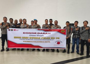 Donor Darah digelar pada Mapolda Kalteng, Jalan Tjilik Riwut Km. 3,5, Kota Palangka Raya, Kalimantan Tengah, yang turut diikuti oleh Kapolresta, Kombes Pol. Dedy Supriadi, S.I.K., M.H. bersama para personel kesatuannya secara sukarela, Rabu (22/10/2025) pagi.