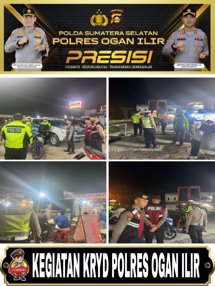 Kegiatan diawali dengan apel persiapan di Mapolres Ogan Ilir pukul 21.00 WIB yang dipimpin Pawas AKP Sutopo bersama personel yang terlibat sprint KRYD. Selanjutnya personel melaksanakan patroli dengan rute Polres Ogan Ilir – Kampus Unsri Indralaya – KPT Tanjung Senai – Timbangan 32, kemudian kembali ke Mapolres Ogan Ilir.