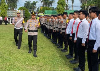 Apel dipimpin oleh Kapolres Ogan Ilir AKBP Bagus Suryo Wibowo, S.I.K. selaku Inspektur Upacara, dengan IPDA Dimas Iman Santoso, S.Psi. bertindak sebagai Komandan Apel.