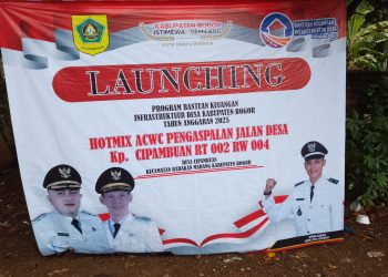 Launching Hotmix ACWC Pengaspalan Jalan Desa Kp.Cipambuan RT 002 RW 004 Desa Cipambuan Kecamatan Babakan Madang. RH.Mitrapolri.Com