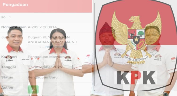 Kongres Pemberantasan Korupsi Manipulatif Rakyat Indonesia (KPKM RI) secara resmi telah menyampaikan Pengaduan Masyarakat (DUMAS) kepada Komisi Pemberantasan Korupsi Republik Indonesia (KPK RI)