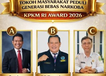 Kongres Pemberantasan Korupsi Manipulatif Rakyat Indonesia (KPKM RI) menetapkan sejumlah tokoh masyarakat sebagai nominasi KPKM RI Award 2026 dalam kategori Tokoh Masyarakat Peduli Generasi Bebas Narkoba.