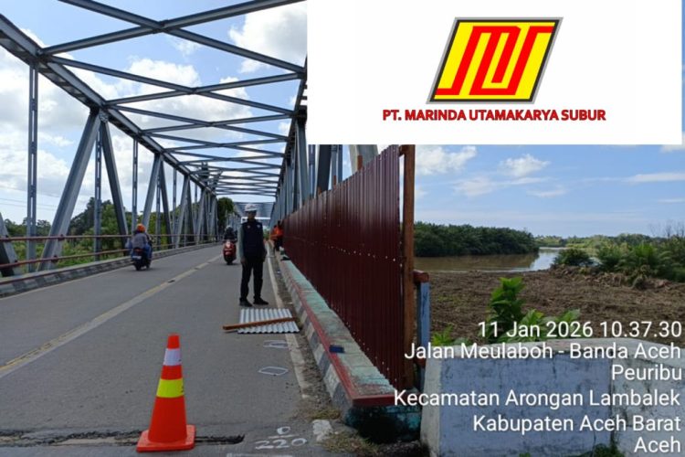 PT. Marinda Utamakarya Subur mulai melakukan aktivitas pembangunan Jembatan Krueng Woyla yang berada di jalan lintas Meulaboh–Banda Aceh