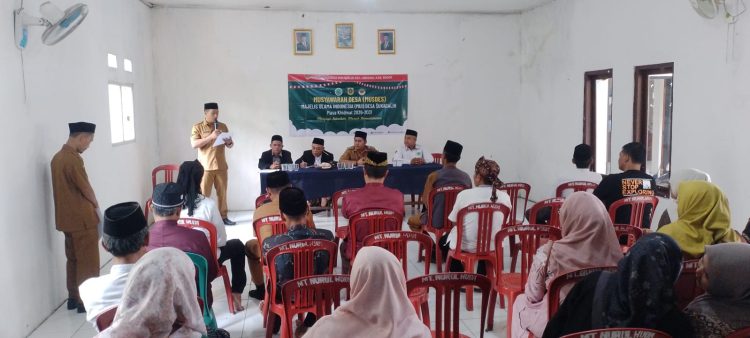 Mudes MUI Sukagalih Masa Khidmat 2026 - 2031 dilaksanakan di Aula Kantor Desa dengan tema Menjaga Kebaikan Meraih Kemashlahatan.