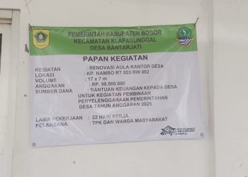 Renovasi Aula Kantor Desa Bantarjati Kecamatan Klapanunggal Kabupaten Bogor,senilai Rp.98.000.000 (Sembilan puluh delapan juta rupiah).