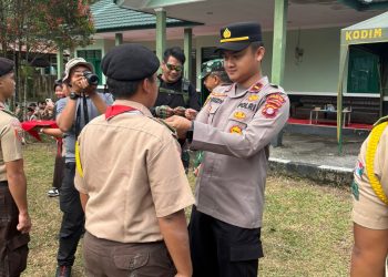 Kapolsek Bukit Batu Polresta Palangka Raya Ipda Muhammad Hafiizh Ramadhan bersama personel menghadiri kegiatan Pelantikan Korps Kadet Republik Indonesia (KKRI) Gelombang IV Triwulan I Tahun Anggaran 2026.