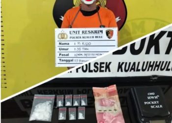 Team Reskrim Polsek Kualuh Hulu, Polres Labuhanbatu, berhasil menangkap seorang pemuda yang diduga sebagai pelaku penyalahgunaan narkotika jenis sabu di Kelurahan Aek Kanopan Timur, Kabupaten Labuhanbatu Utara.