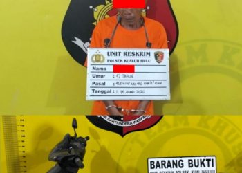 Barang bukti yang diamankan berupa satu buah celana pendek berlumuran darah, satu buah celana dalam berlumuran darah, serta satu unit sepeda motor Honda Karisma X warna hijau tanpa plat nomor.