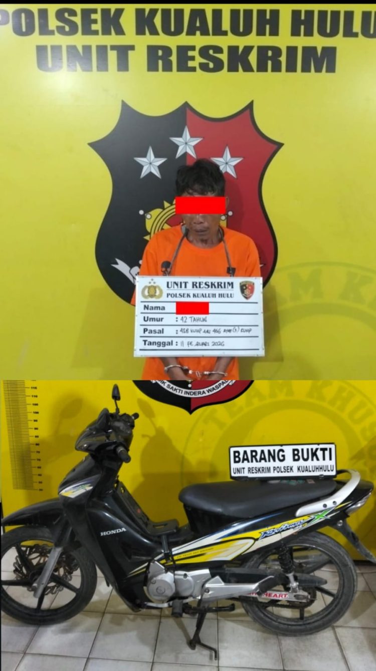 Barang bukti yang diamankan berupa satu buah celana pendek berlumuran darah, satu buah celana dalam berlumuran darah, serta satu unit sepeda motor Honda Karisma X warna hijau tanpa plat nomor.
