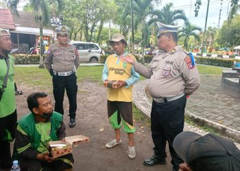 Satuan Lalu Lintas Polresta Palangka Raya menggelar kegiatan Dikmas Polantas Menyapa bertajuk “Jumat Berkah”, Jumat (13/2/2026) pagi.