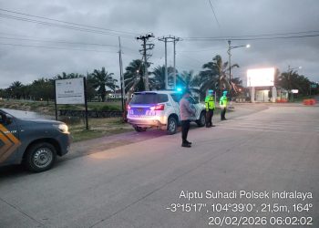 Polsek Indralaya melaksanakan kegiatan patroli hunting guna mengantisipasi balap liar serta potensi tindak pidana lainnya di wilayah hukumnya.