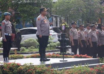 Kapolresta Palangka Raya Kombes Pol Dedy Supriadi, S.I.K., M.H., memimpin apel kesiapsiagaan personel