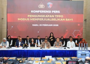 Konferensi pers di Lobby Gedung Bareskrim, Rabu (25/2/2026).