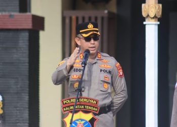 Kapolres Seruyan, AKBP Beddy Suwendi, S.H., S.I.K., memimpin Apel Jam Pimpinan yang berlangsung di halaman Markas Komando Polres Seruyan pada Rabu (04/03/2026) pagi.