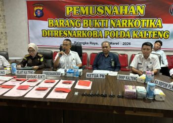 Direktur Reserse Narkoba Polda Kalteng, Kombes Pol. Slamet Ady Purnomo, mewakili Kapolda Irjen Pol Iwan Kurniawan, mengatakan pemusnahan barang bukti tersebut dilaksanakan pada Rabu (4/3/2026) pukul 10.00 hingga 11.00 WIB di Ruang Rapat Ditresnarkoba Polda Kalteng, Jalan Tjilik Riwut Km 1, Palangka Raya.