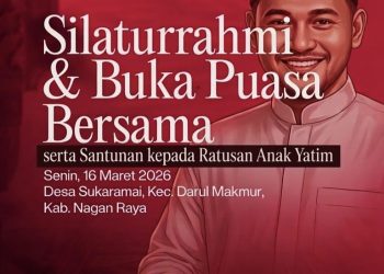 Anggota DPR RI Fraksi PDI-Perjuangan, Jamaluddin Idham, dijadwalkan akan menggelar acara buka puasa bersama sekaligus pemberian santunan kepada ratusan anak yatim di Kabupaten Nagan Raya pada Senin, 16 Maret 2026 mendatang