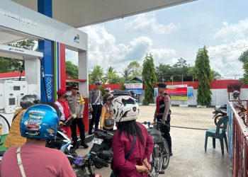 Jajaran Polres Seruyan melaksanakan kegiatan monitoring dan pengecekan di SPBU PT. Berkat Ridho Seruyan pada Selasa pagi, 10 Maret 2026