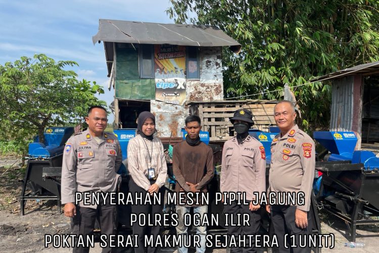 Polres Ogan Ilir melaksanakan kegiatan penyerahan bantuan alat dan mesin pertanian (alsintan) berupa mesin pipil jagung dari Kapolda Sumatera Selatan bekerja sama dengan Bank BRI Sumsel.