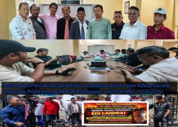 Usai penyampaian orasi, perwakilan massa aksi kemudian diterima langsung oleh pihak Polda Sumatera Selatan melalui Kabag Wasidik AKBP Parlindungan Lubis, SH, MH.