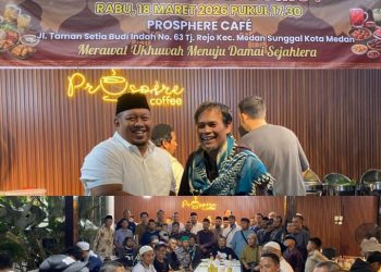 Kegiatan berlangsung di sebuah kafe di kawasan Jalan Taman Setia Budi Indah, Medan Sunggal, dan dihadiri sebanyak 72 (tujuh puluh dua) orang anggota Sobat Damai Sumut bersama istri dan anak-anak. Kamis (19/3/2026).