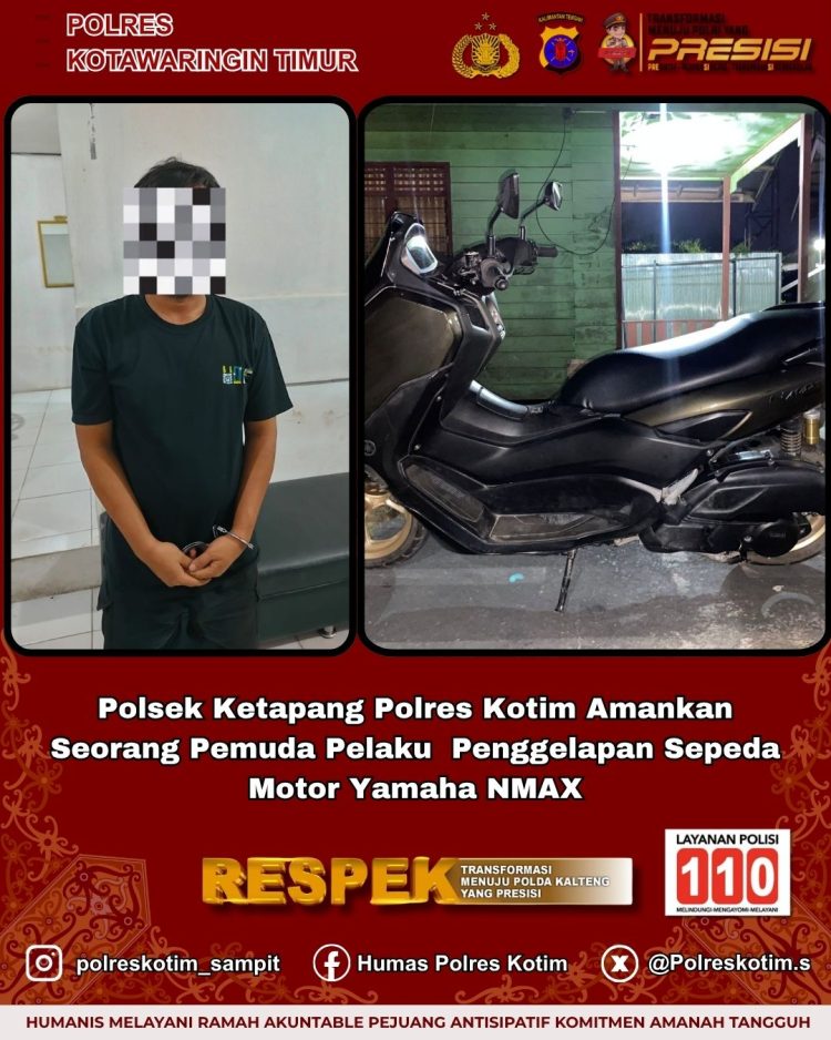 Unit Reskrim Polsek Ketapang Polres Kotim telah mengamankan pelaku Penggelapan (Terlapor) berinisial MRA (29 th) Tkp di Jl. HM. Arsyad No.5-6 Kel. MB Hulu Kec. MB Ketapang Sampit Kab. Kotim
